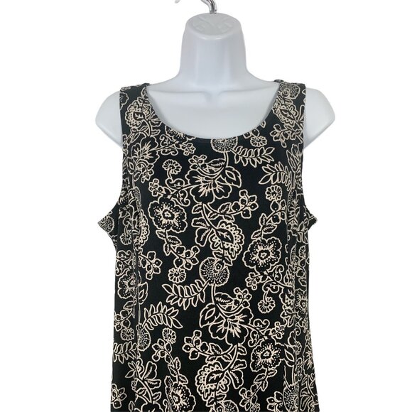 Perceptions Floral Print Sleeveless Stretch A-Line Dress Size Petite Medium - Picture 2 of 10